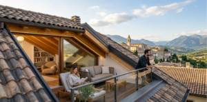 terrazzo sul tetto spiovente